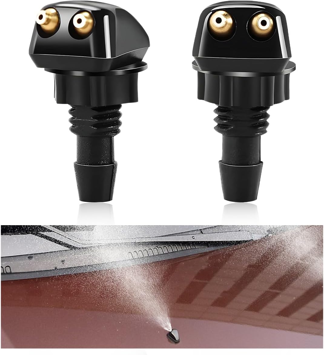 2 PCS Front Windshield Washer Nozzles, Windshield Left Right Wiper Washer Nozzle Sprayers, Windshield Squirter Nozzle Replacement for Most Cars SUVs Trucks, Car Accessories (2 PCS) - Image 1