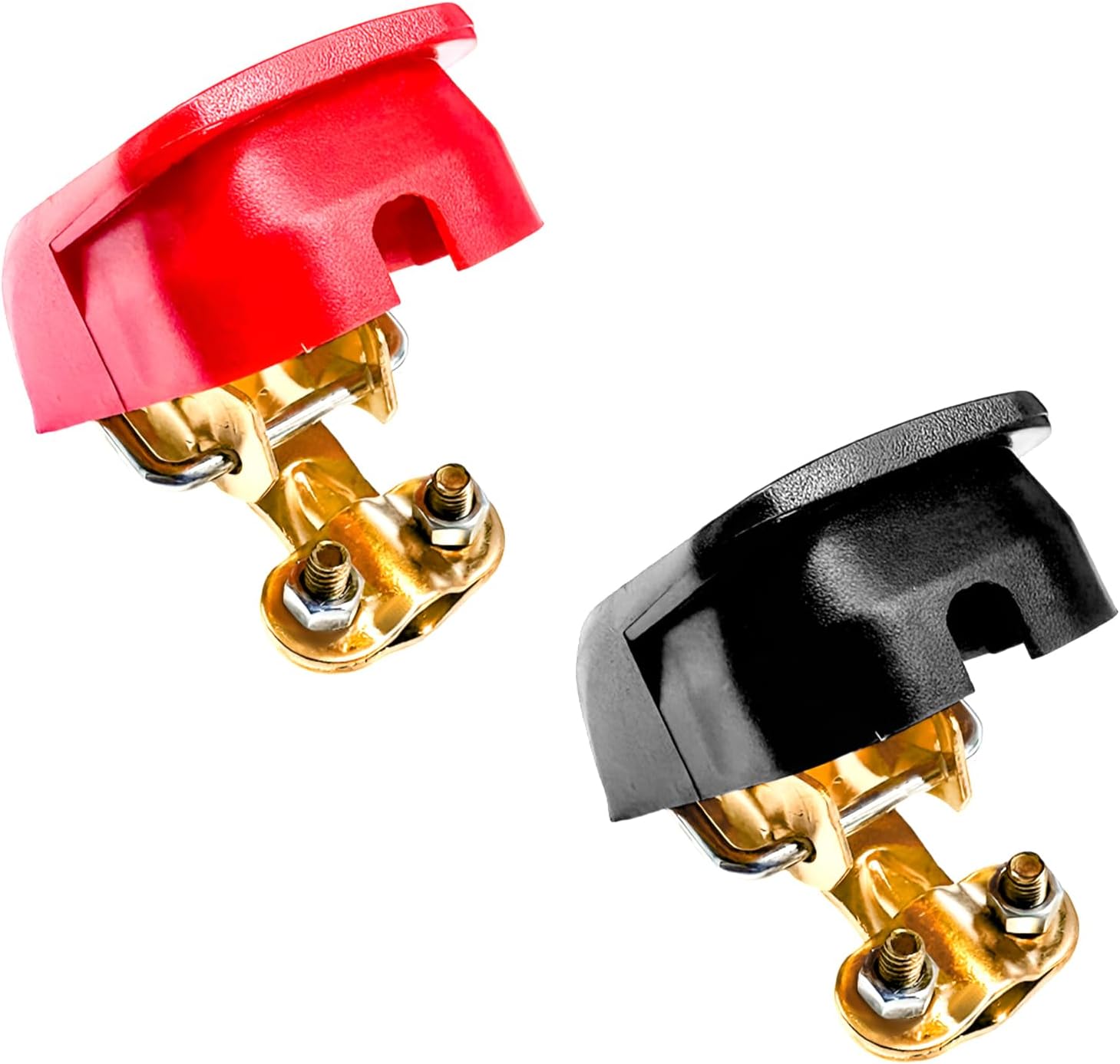 Quick Release Connectors Battery Terminal Clamp, Quick Disconnect Top Post Terminal Clamps with Cover, Positive Negative Lifting Battery Terminal Clamp Connector for Vehicles (Pure Copper) - Image 1