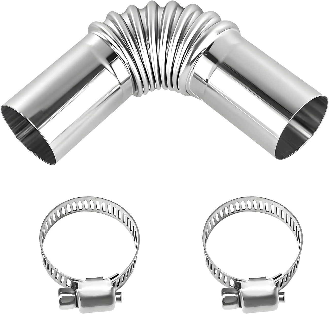 2PCS Air Parking Heater Exhaust Pipe Tube Elbow Connector, 25mm Stainless Steel Diesel Boat Heater with 2 Connectors, Automotive Exhaust Pipes Replacement (1 PCS) - Image 1