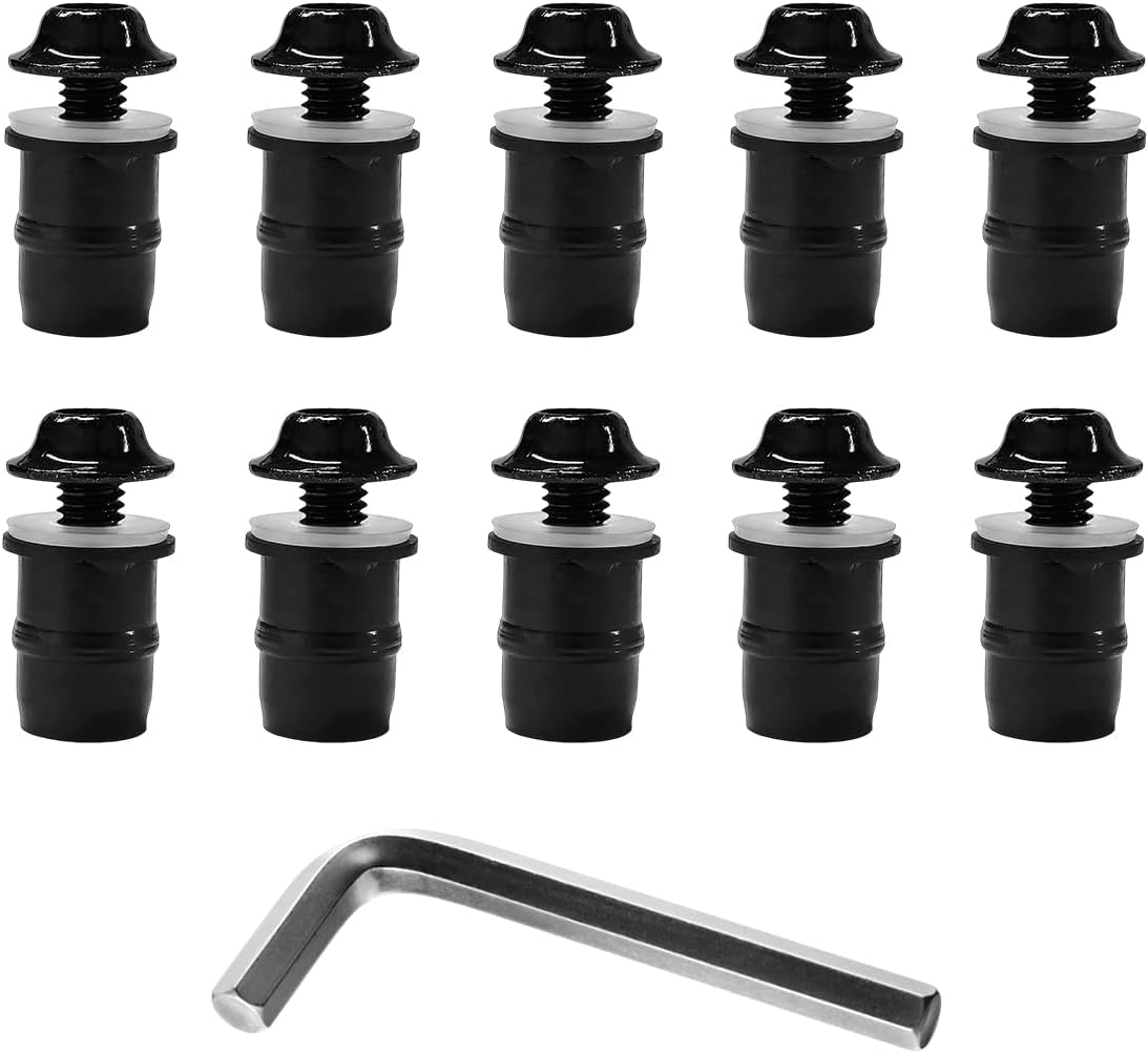 10 PCS Motorcycle Windshield Bolt Screw Kit, Aluminum Alloy Windscreen Mounting Bolt Screws, Universal Windshield Screws Bolts Nuts for Motorcycle Fairings, Car Accessories (Black) - Image 1