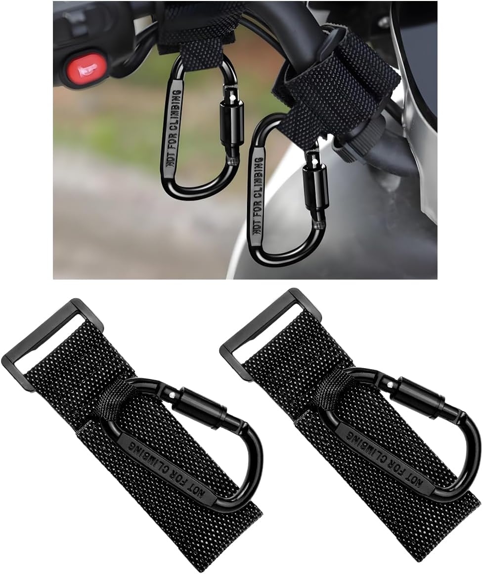 2 Pack Multipurpose Hook for Hanging Helmet, Goggle, Headsets, Durable Carabiners, Roll Bar Accessory Hook Hanger (Black) - Image 1