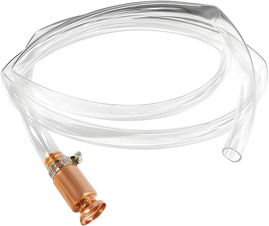 Gas Siphon Hose, 6FT Multi-Purpose High Grade Self Priming Shaker Siphon Hand Pump Tube, 1/2'' Safety Copper Valve Siphon Pump with Transparent Hose for Oil Gas Fuel Transfer - Image 1