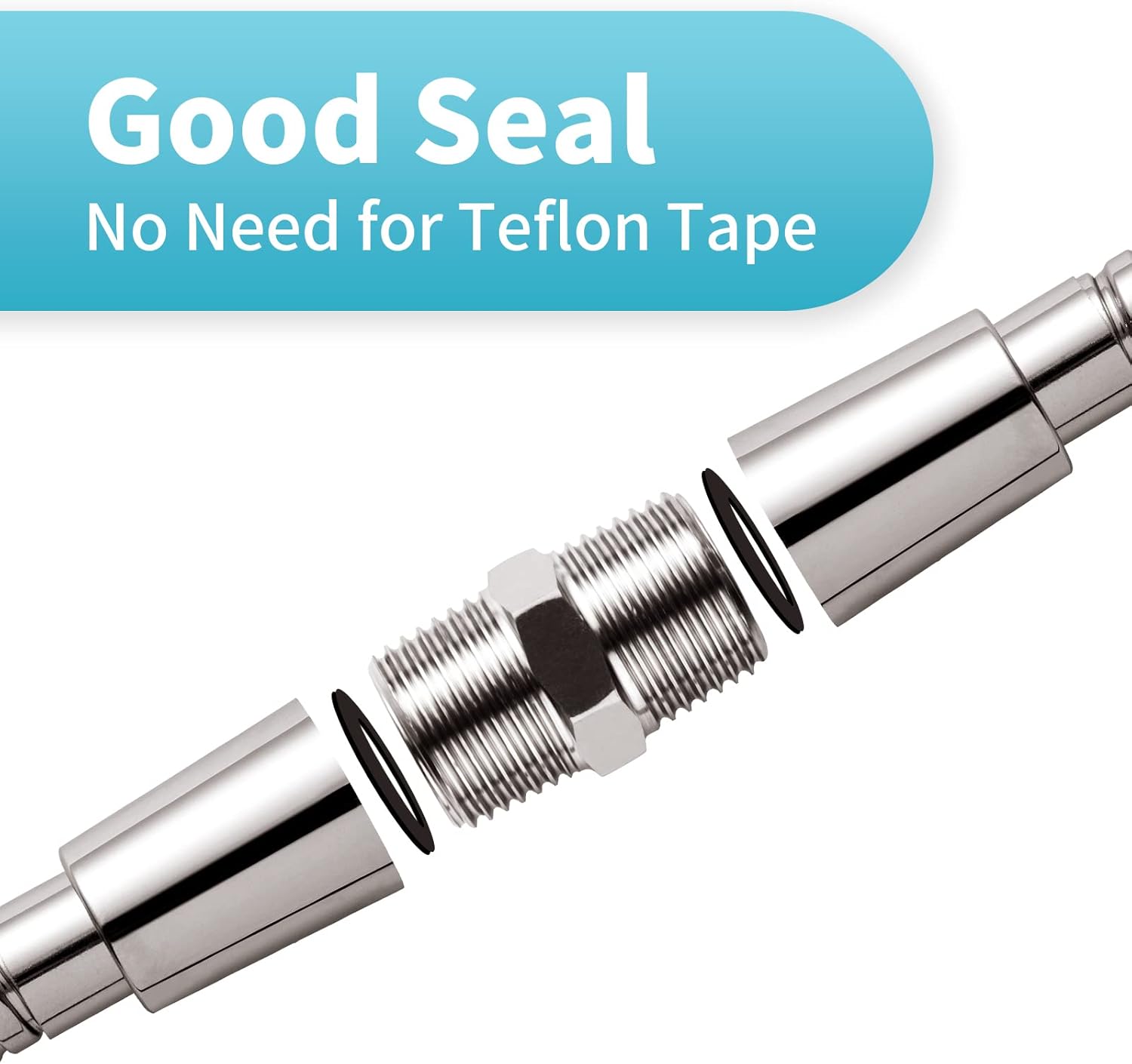 Shower Hose Extension Connector, 1/2 to 1/2 Shower Hose Extender Fitting Extra Long Joint, Used to Connect Two Hoses, Solid Stainless Steel, 1 PCS - Image 3