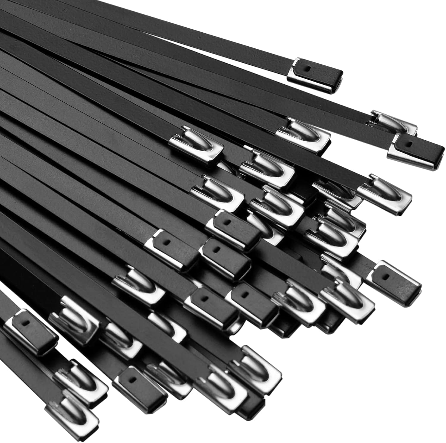 Black Zip Ties Made of Metal 11.8 in Ties Premium Heavy Duty Stainless Steel Wire Multifunctional Locking Exhaust Wrap Flexible Durable 30 PCS - Image 1