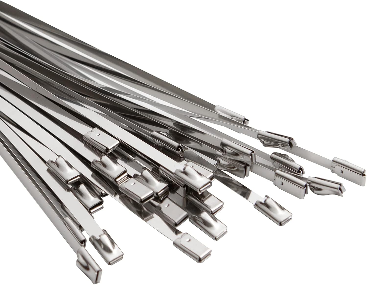 Metal Zip Ties 15.8 in Premium Heavy Duty Stainless Steel Wire Multifunctional Locking Exhaust Wrap Flexible Durable 30 PCS - Image 1