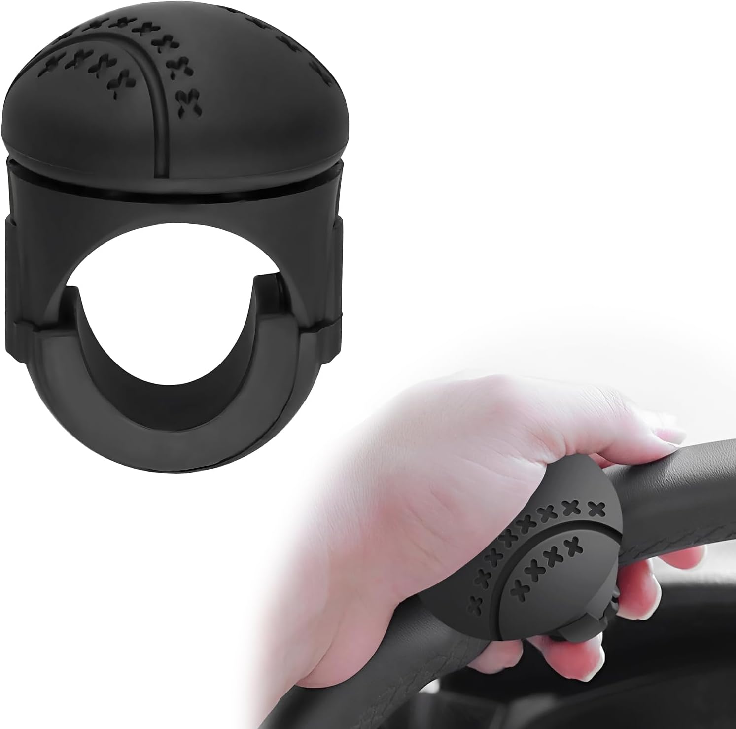 Steering Wheel Spinner, Premium Silicone & ABS Suicide Knob with Metal Bearings, 360 Degrees Rotatable Steering Wheel Spinner Knob Replacement for Truck Tractor Boat - Image 1
