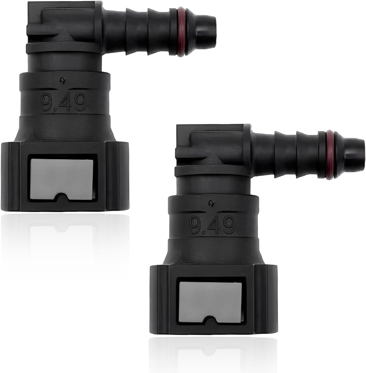 2 PCS Fuel Line Quick Connector, 90 Degree Elbow Nylon Fuel Line Quick Release Fittings Repair Kit, 3/8 SAE to 5/16 ID Nylon Tubing Oil Pump Connector Plug for Most Models - Image 1