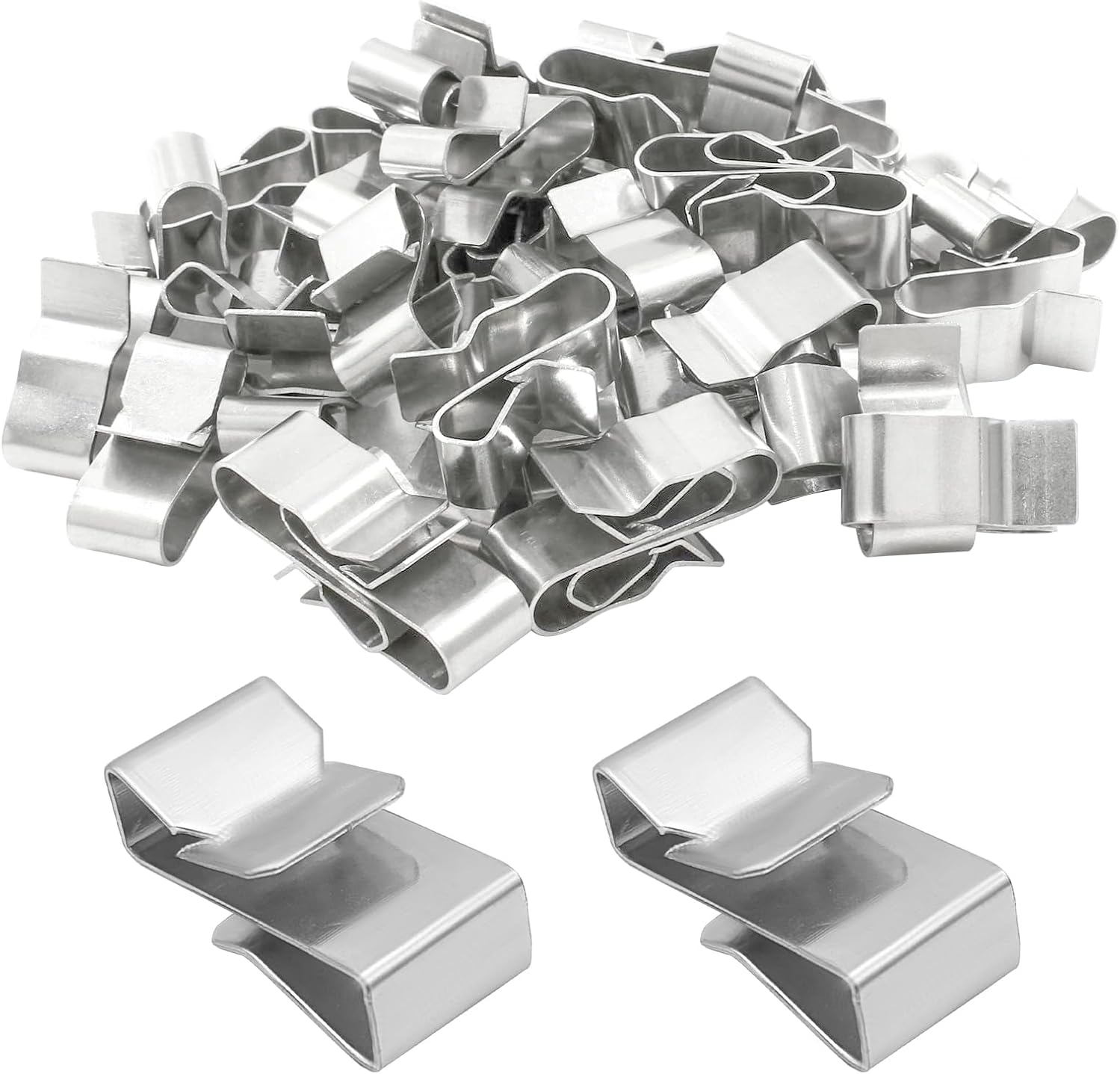 50PCS Trailer Frame Wire Clips, 18mm/0.72inch Metal Cable Clips Double Wire Clip, Trailer Clamps fits Boat Cargo Camper Snowmobile Cable for Wire Management, Car Accessories - Image 1