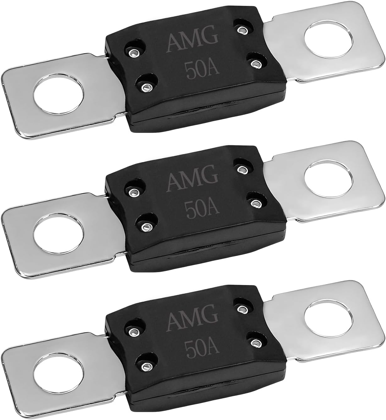 3 PCS 50A MEGA Fuse, Copper Alloy High Current Bolt-on Automotive Fuses, Stud Mount AMG Fuse for Cars Trucks Caravans Boats Construction Vehicles, Car Accessories - Image 1