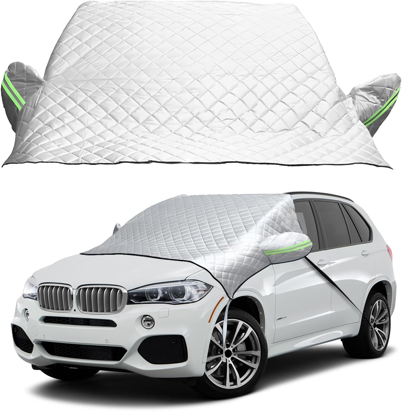 Car Windshield Cover for Snow and Ice, Windshield Snow Shade and Sun Shield with Side Mirror Covers, Winter Front Windshield Protector for Ice Snow Frost, Car Accessories - Image 1