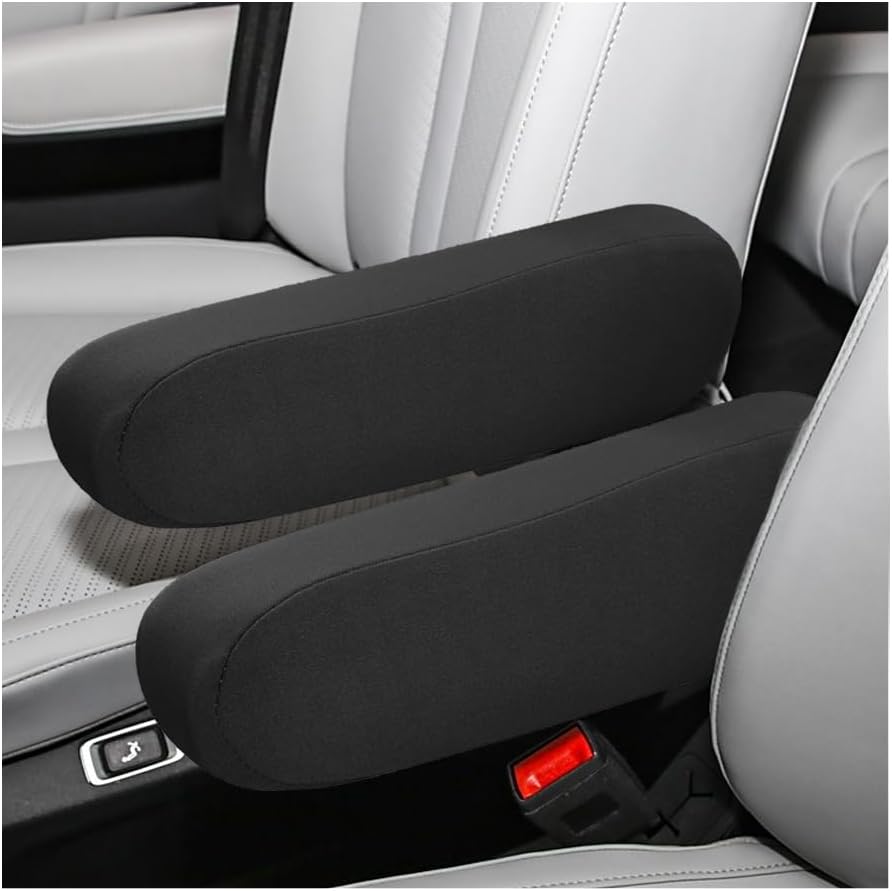 2 PCS Car Front Seat Armrest Covers, Elastic Fabric Stretch Car Seat Armrest Protectors, Soft Front Seat Armrest Cover Replacement, Universal Vehicle Accessories for Cars (Black) - Image 1