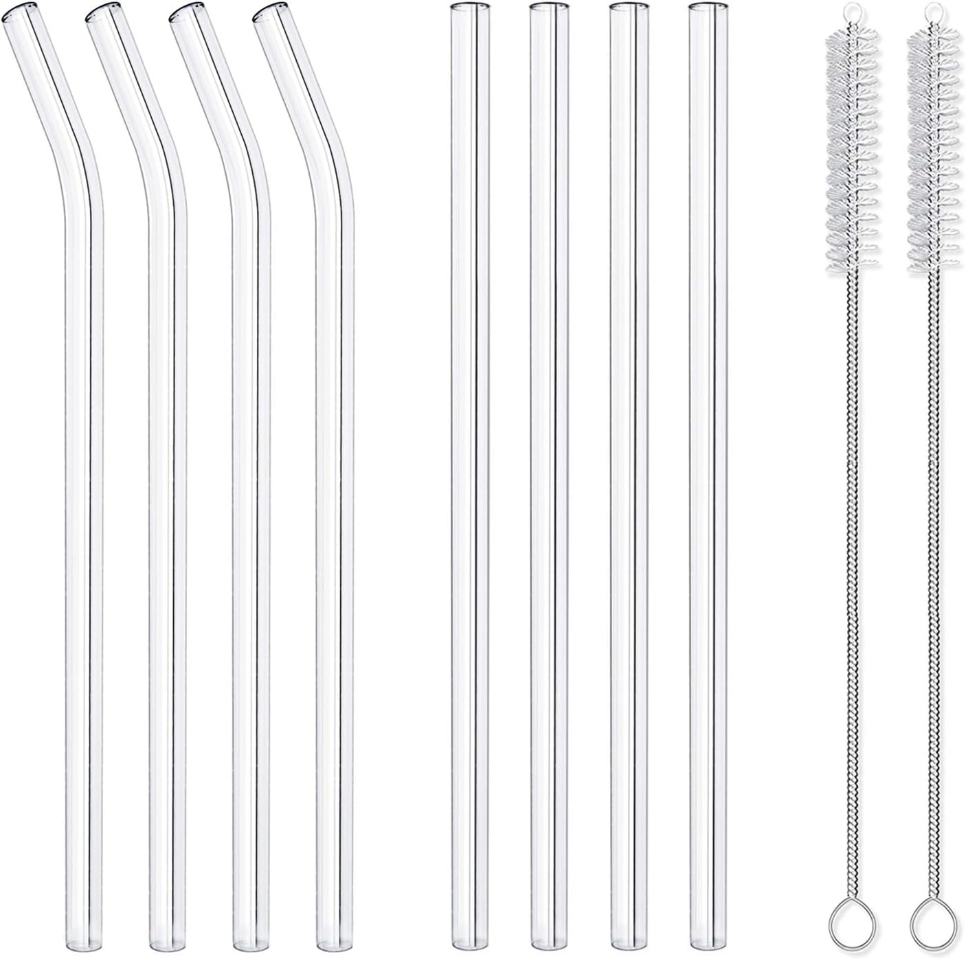10-Piece Reusable Glass Drinking Straws - 10