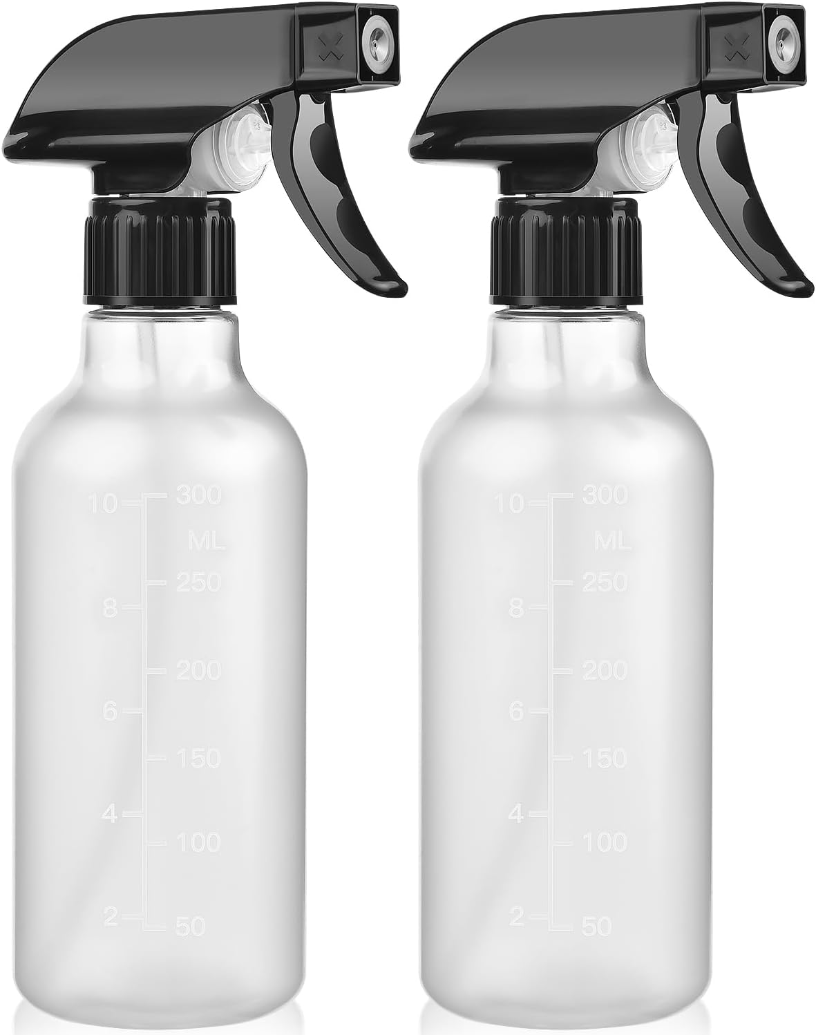 Spray Bottles 2 Pack, 10 Oz, Mist & Stream, Heavy Duty Spraying Empty Water Sprayer Bottle, BPA Free Plastic Refillable Containers for Cleaning Solutions, Planting, Hair with Measurement - Image 1