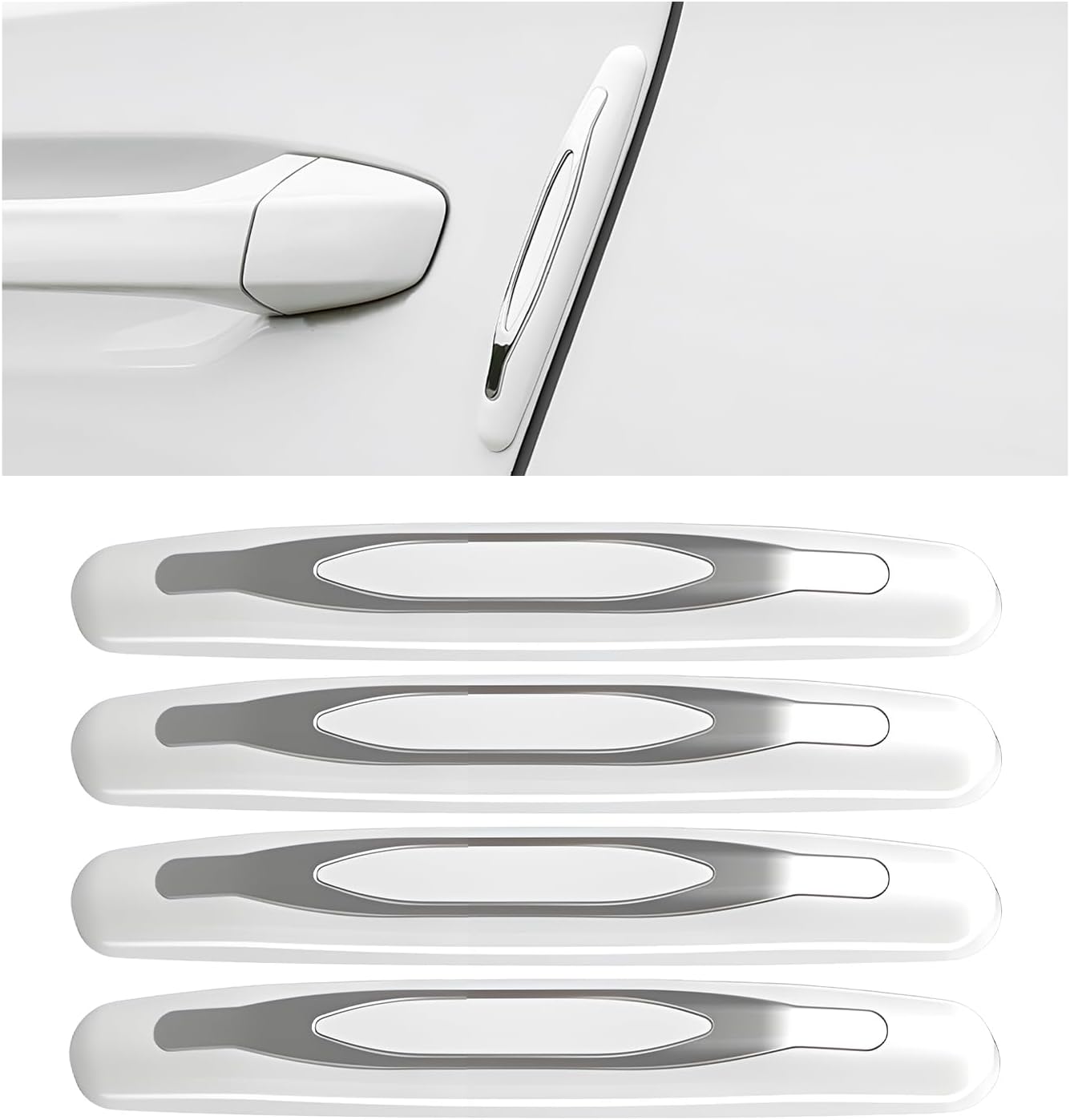 4 PCS Car Door Edge Guards, Anti-Scratch Self Adhesive Strip Trim Auto Body Protector, Anti-Collision Strip Vehicle Door Exterior Protective Cover, Car Accessories (White) - Image 1