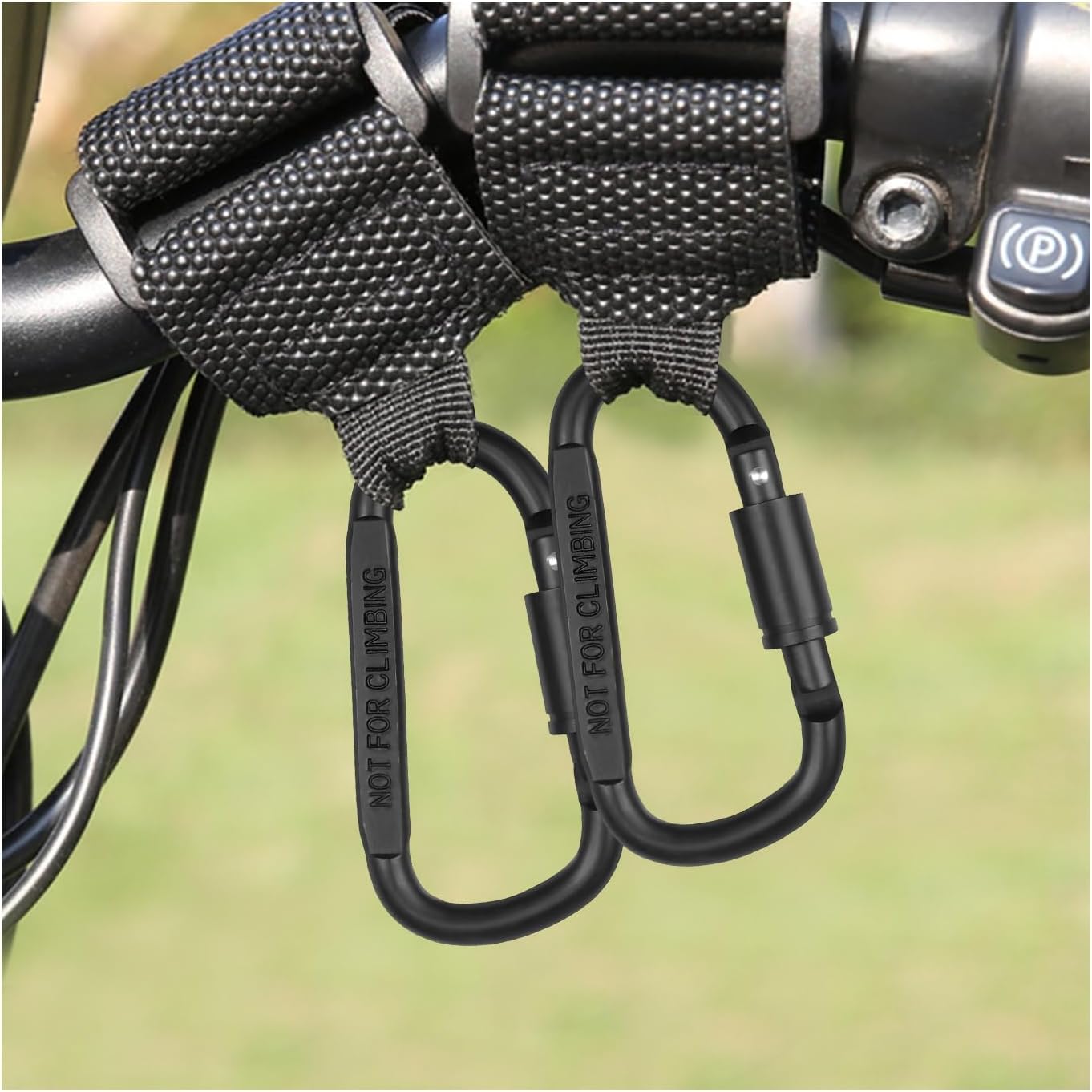 2PCS Hook for Hanging Helmet Goggle Headsets Bags, Heavy Duty Carabiner Clip, Adjustable Strap Hook for Scooter (Black) - Image 1