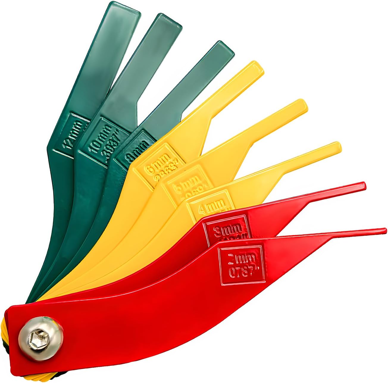 Brake Lining Thickness Gauge, 8 Piece Color Coded Auto Brake Pad Measuring Ruler Tool, Easy to Read SAE & Metric Disc and Drum Brake Lining Gauge Set, Car Accessories - Image 1