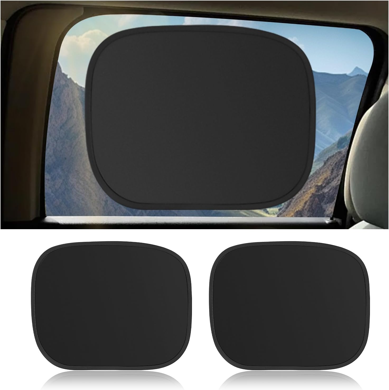 2PCS Rear Car Window Shades for Side Window,17.13x13.86 Car Windows Shade for Baby in Cars with Static Cling Design to Block Sunlight,Essential Side Windows Sun Shade (Rear Window) - Image 1