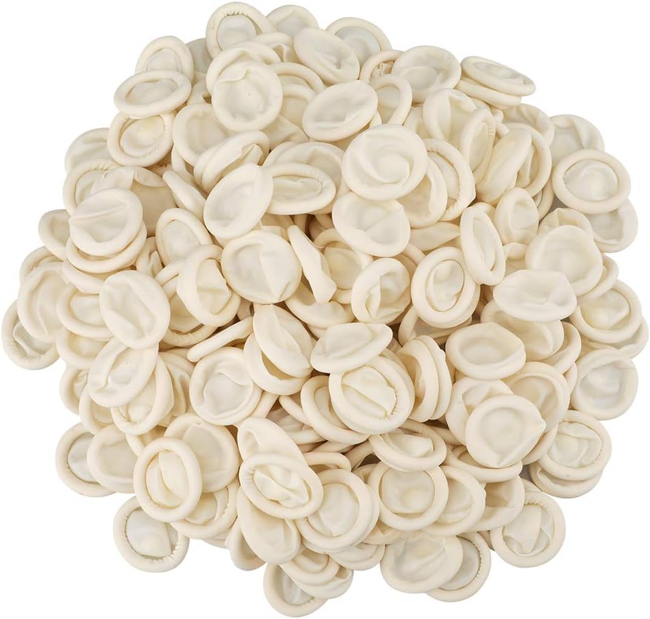 Disposable Latex Finger Cots Rubber, 140g(Approx 205PCS) Fingertips Protective Finger Art Latex Tissue Finger Cot (White) - Image 1