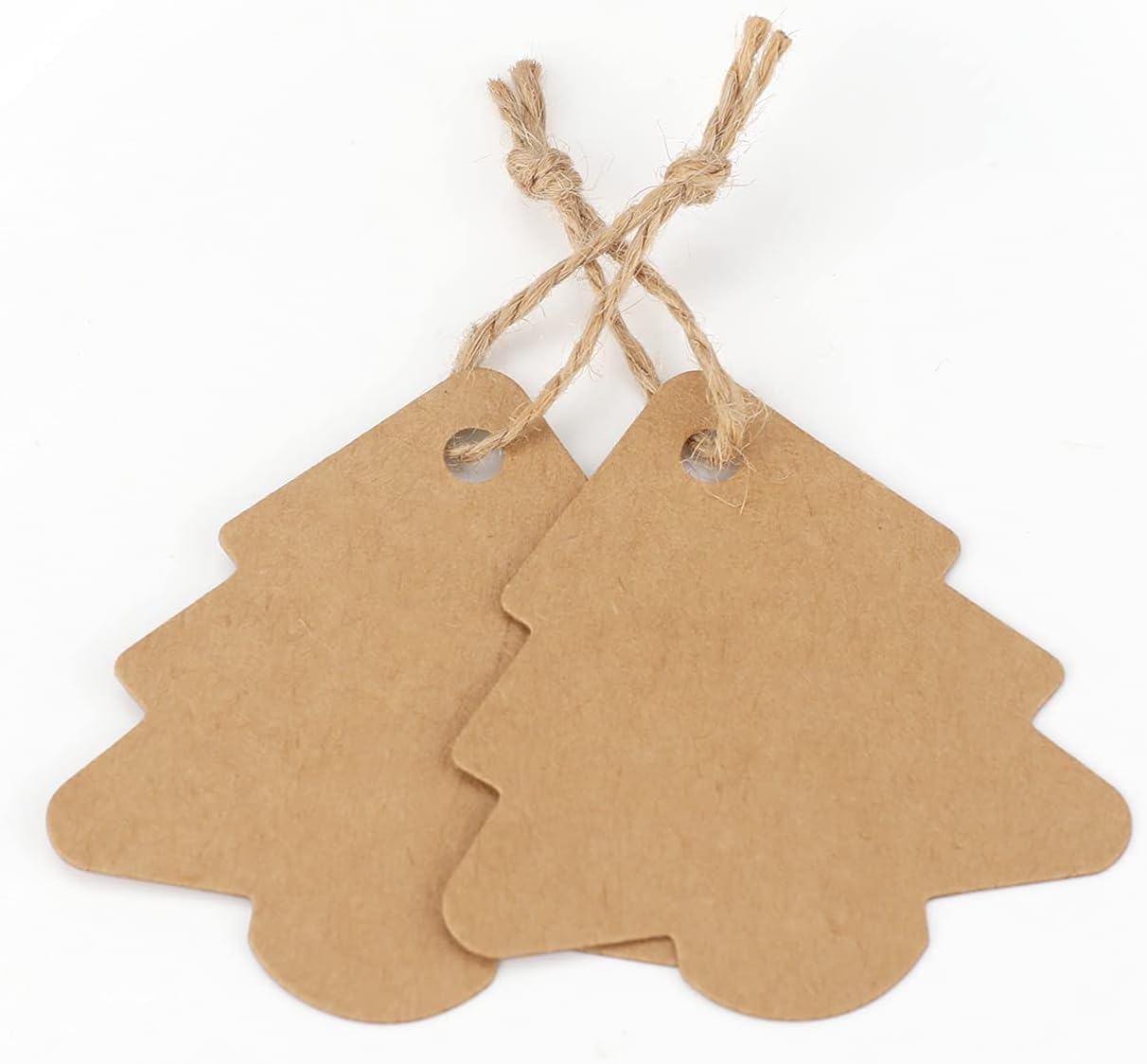 Christmas Tree Gift Tags,Gift Wrap Tags,100 Pcs Kraft Paper Gift Tag with String,Blank Craft Gift Tag with Natural Jute Twine String - Image 3