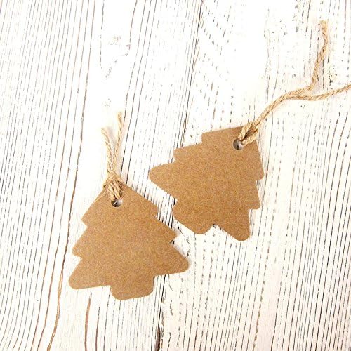 Christmas Tree Gift Tags,Gift Wrap Tags,100 Pcs Kraft Paper Gift Tag with String,Blank Craft Gift Tag with Natural Jute Twine String - Image 4
