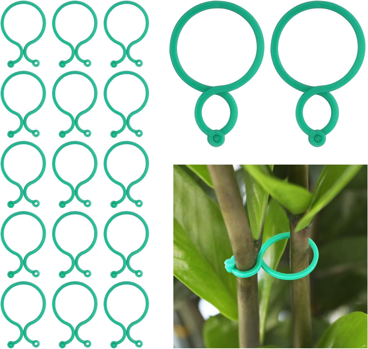 Garden Plant Support Clips 100Pcs Green Tomato Clips Vegetables Vine Flower Clips Garden Clips For Climbing Plants, Securing Plants - Image 1
