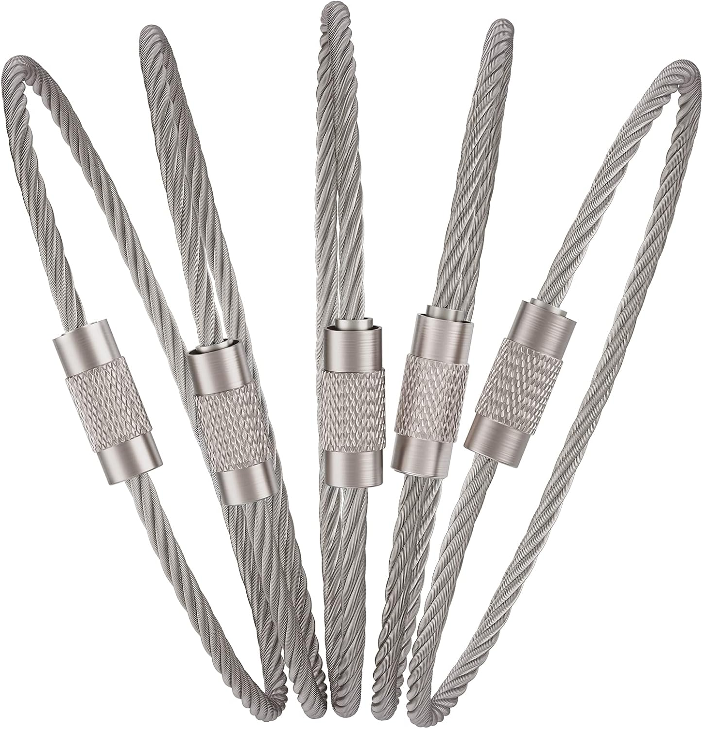 6 Inch Wire Keychain Cable Large Stainless Steel Key Ring Loop for Outdoor Hiking Connectable Luggage Tag Keeper - Image 1