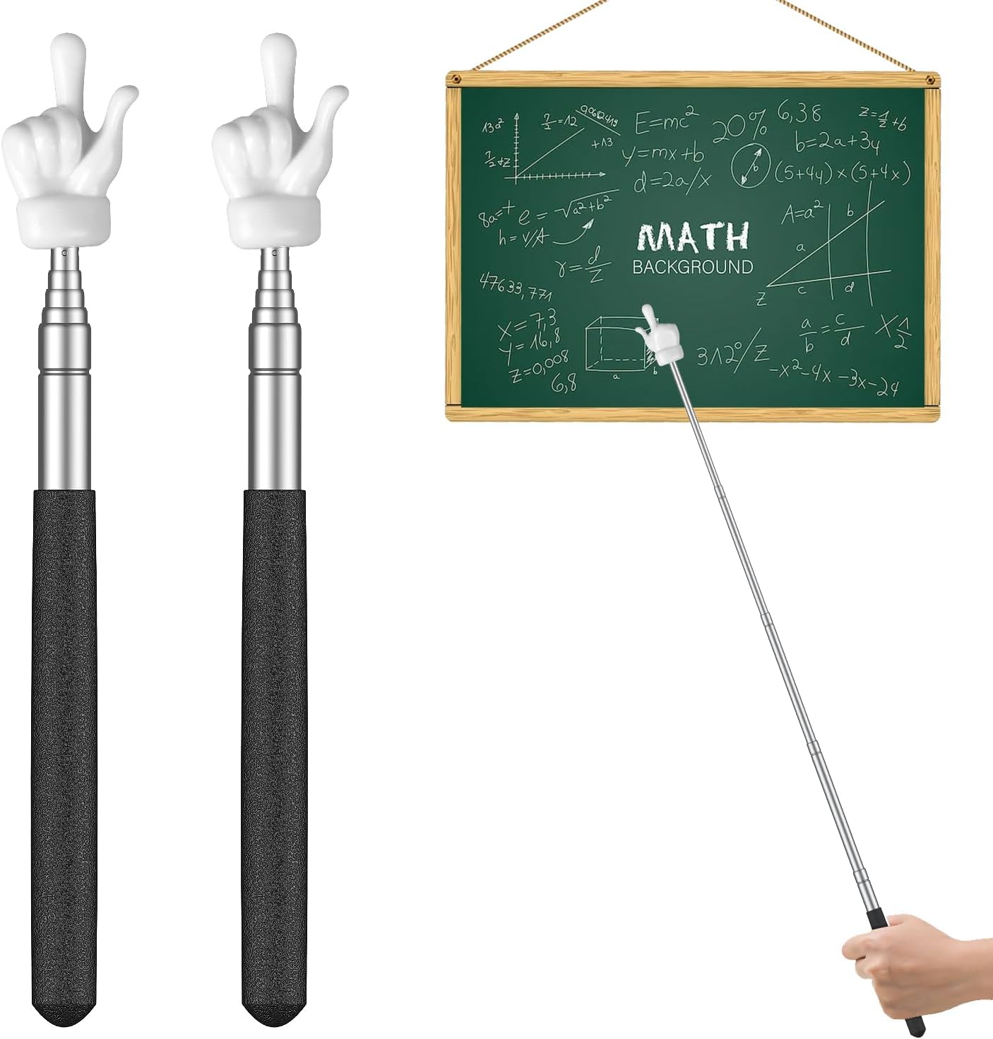 2 Pcs Telescopic Teachers Pointer Mini Retractable Finger Pointer Stick for Classroom Extendable Hand Pointer Classroom Pointer for Elementary School Kindergarten Teacher, up to 22.3