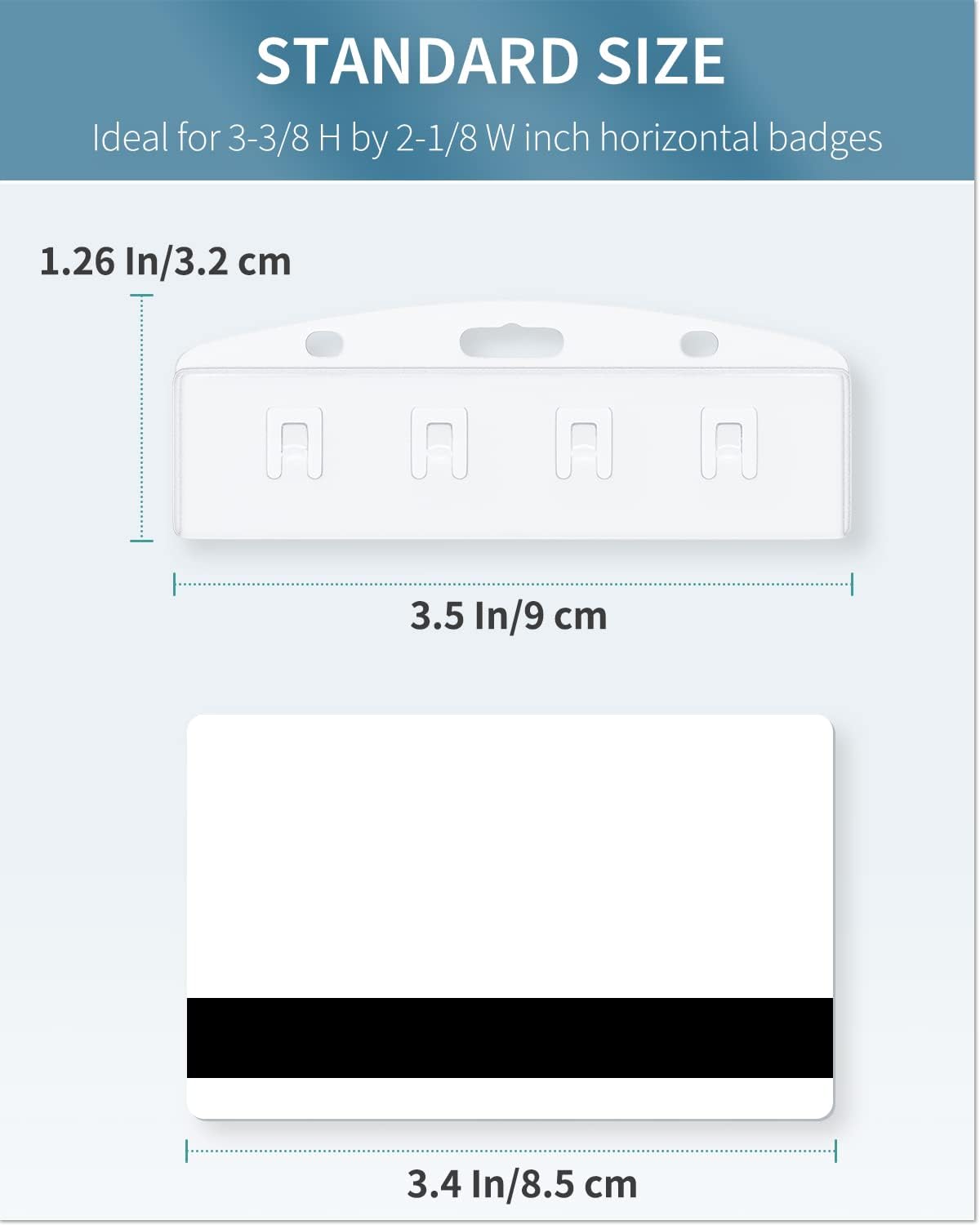 2 Pack Horizontal Half Card Badge Holders with Grippers Hard Transparent Protectors Sleeves Frosted Pouches for POS Magnetic Swipe Cards IDs Credit Cards and Passes - Image 3
