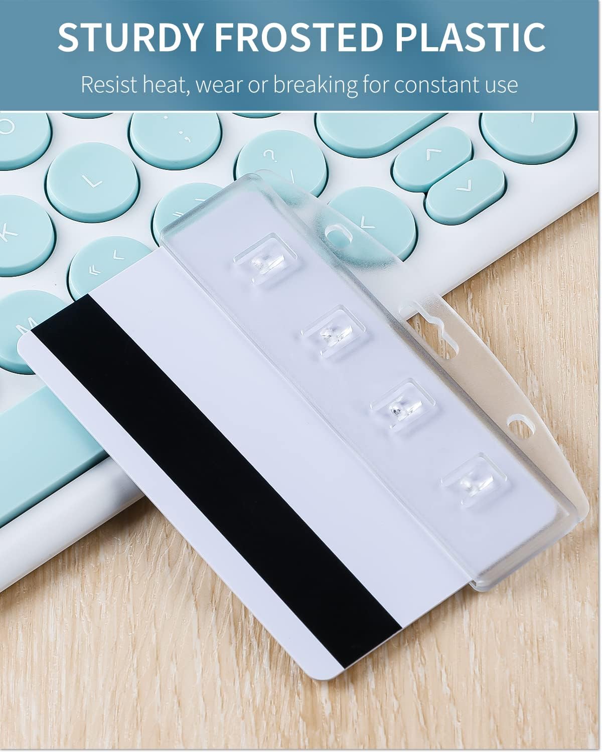 2 Pack Horizontal Half Card Badge Holders with Grippers Hard Transparent Protectors Sleeves Frosted Pouches for POS Magnetic Swipe Cards IDs Credit Cards and Passes - Image 6