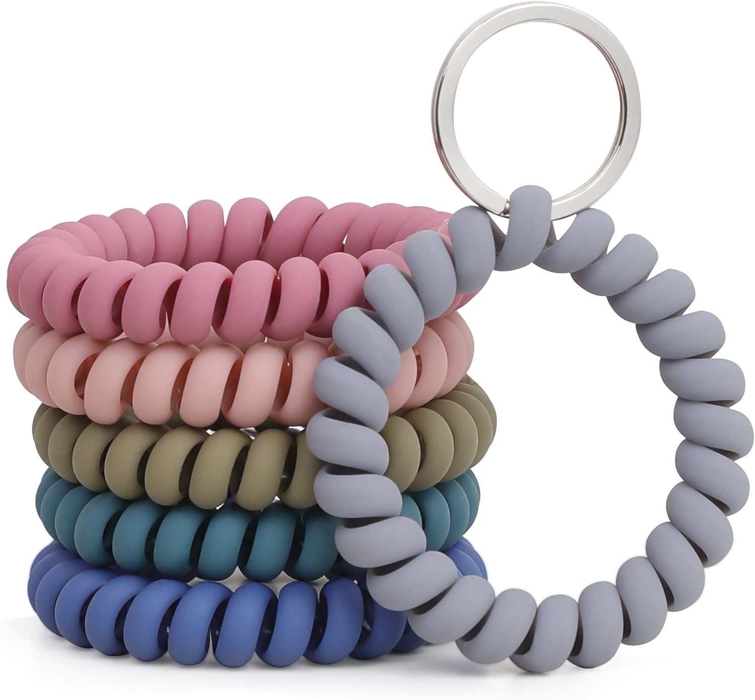 6PCS Stretchable Wristband Wristlet Keychain Wrist Key Chain Wristlet,Spring Flexible Spiral Wrist Coil Wrist Key Holder Key Ring for Sauna Gym Pool ID Badge and Outdoor Sports - Image 1