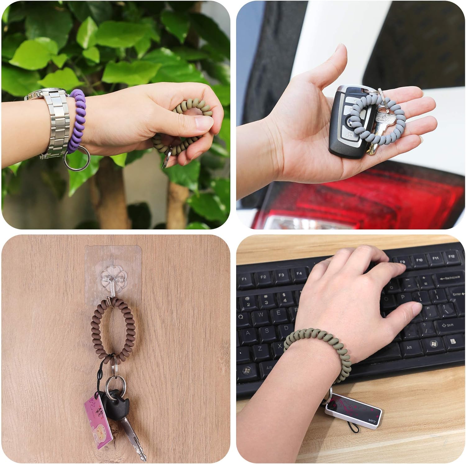 6PCS Stretchable Wristband Wristlet Keychain Wrist Key Chain Wristlet,Spring Flexible Spiral Wrist Coil Wrist Key Holder Key Ring for Sauna Gym Pool ID Badge and Outdoor Sports - Image 6