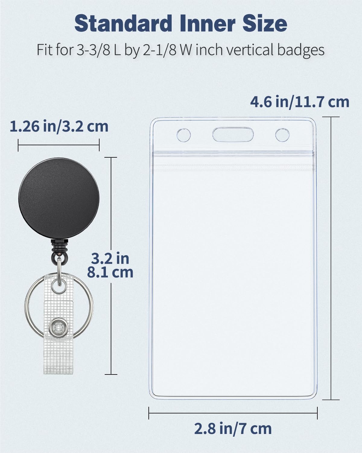 3 Pack Retractable Badge Reel with Swivel Alligator Clip Heavy Duty Retractable Keychain with Stainless Steel Spring Coil Strong ABS Casing with Waterproof Clear Badge Holder - Image 6