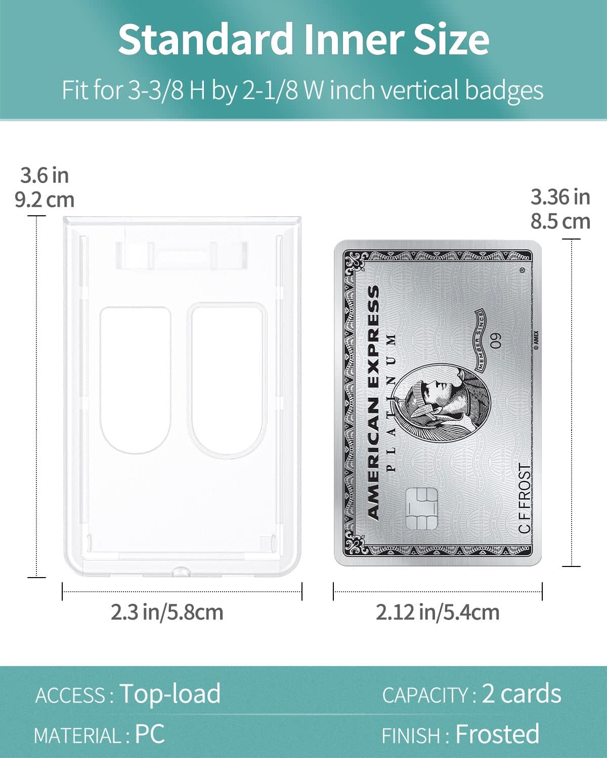 5 Pack Vertical 2-Card Badge Holder Hard Frosted Plastic Case with Thumb Slots Card Protector Pouch with UV Protection for Offices Schools IDs Credit Cards Driver’s Licenses and Passes - Image 2
