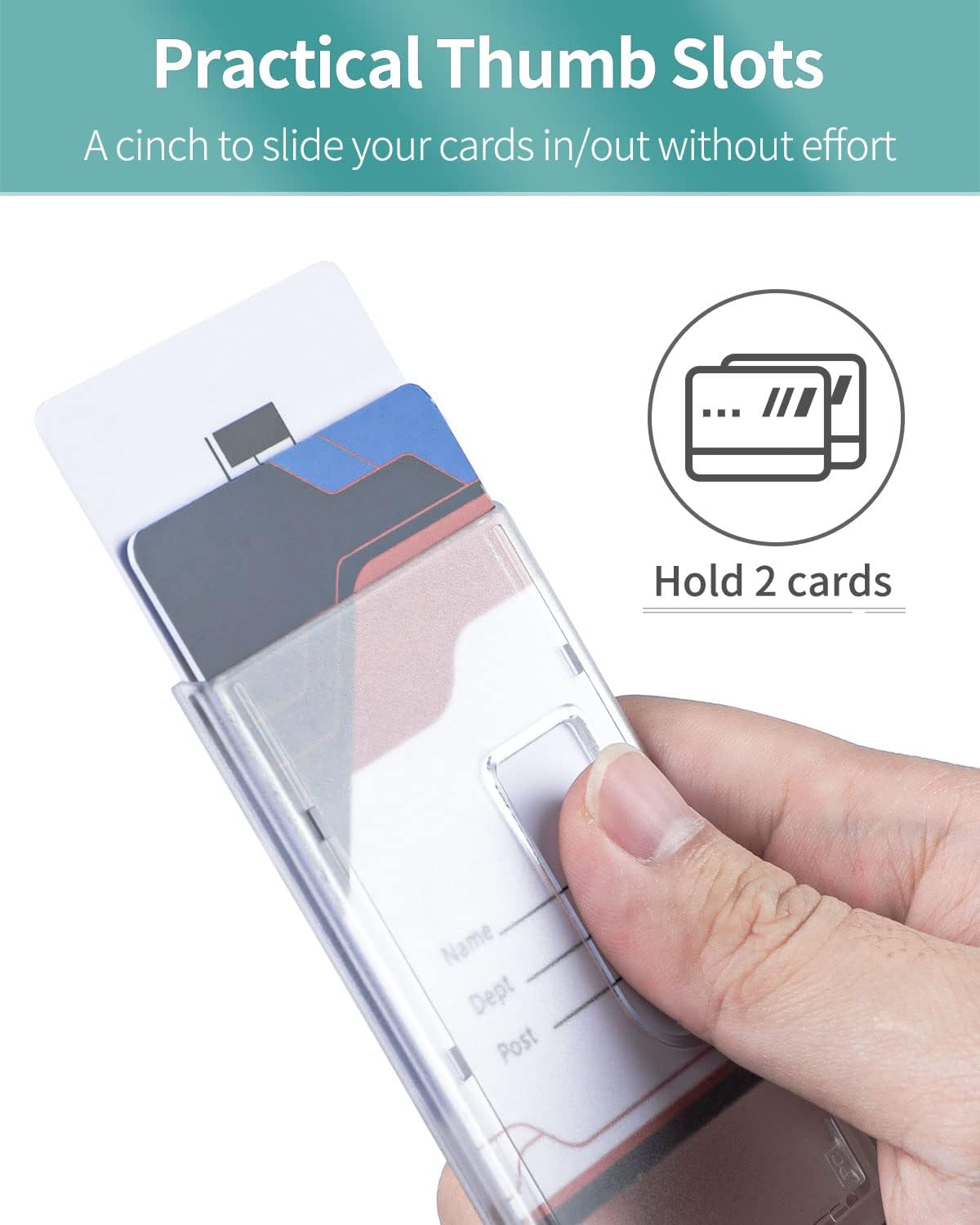 5 Pack Vertical 2-Card Badge Holder Hard Frosted Plastic Case with Thumb Slots Card Protector Pouch with UV Protection for Offices Schools IDs Credit Cards Driver’s Licenses and Passes - Image 4