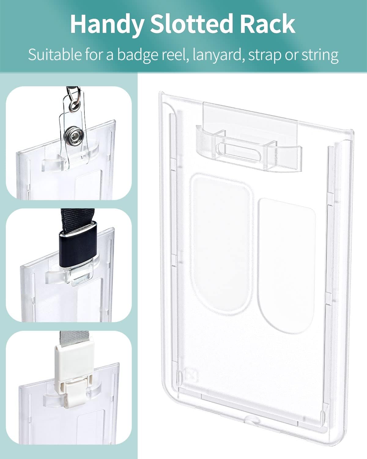 5 Pack Vertical 2-Card Badge Holder Hard Frosted Plastic Case with Thumb Slots Card Protector Pouch with UV Protection for Offices Schools IDs Credit Cards Driver’s Licenses and Passes - Image 6