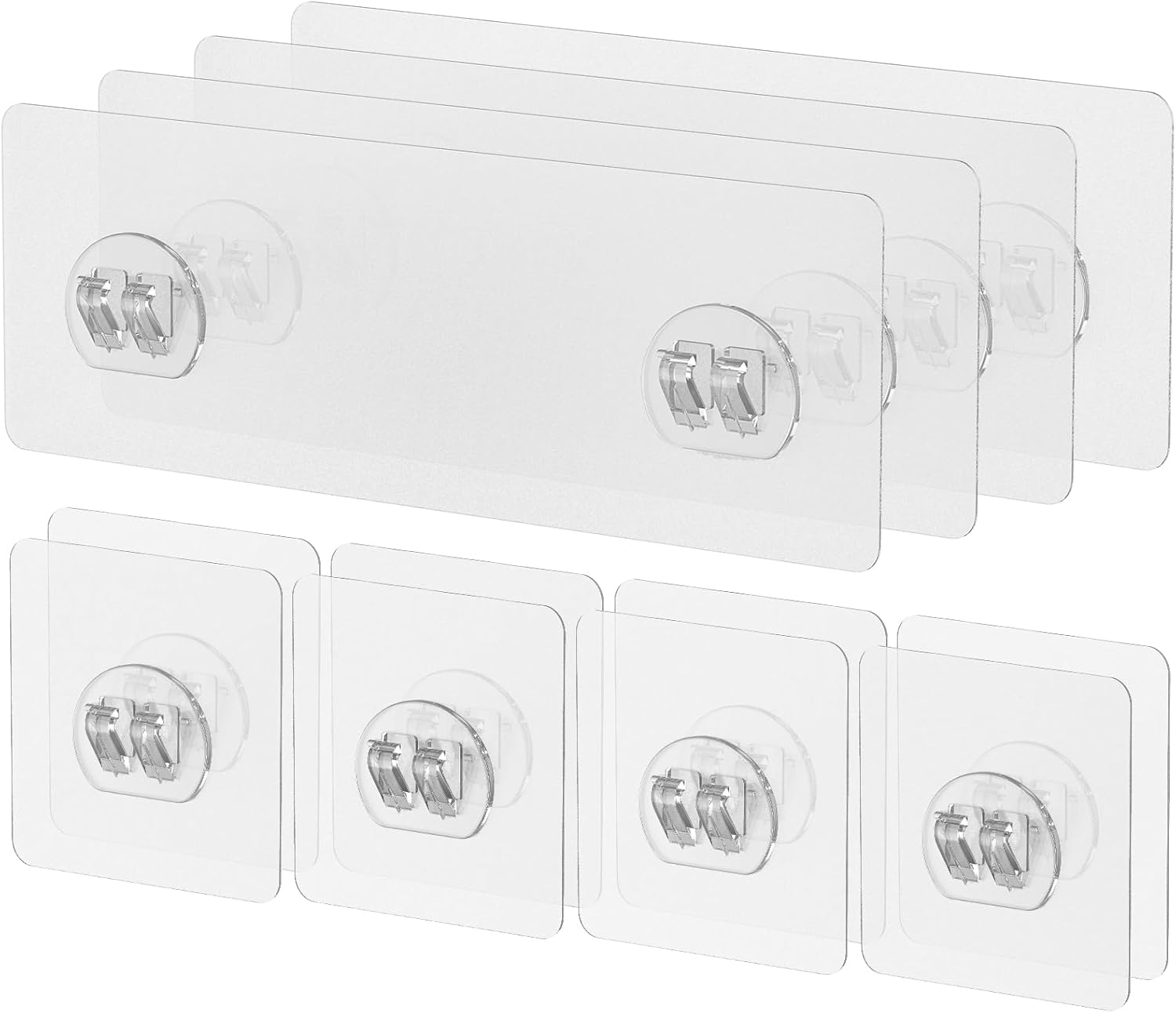 12 Pcs Shower Caddy Adhesive Hooks,Strong Shower Hooks, Caddy Adhesive Replacement, Transparent Bathing Sticky Strips for Bathroom Storage Shelves, Kitchen Racks and Baskets - Image 1