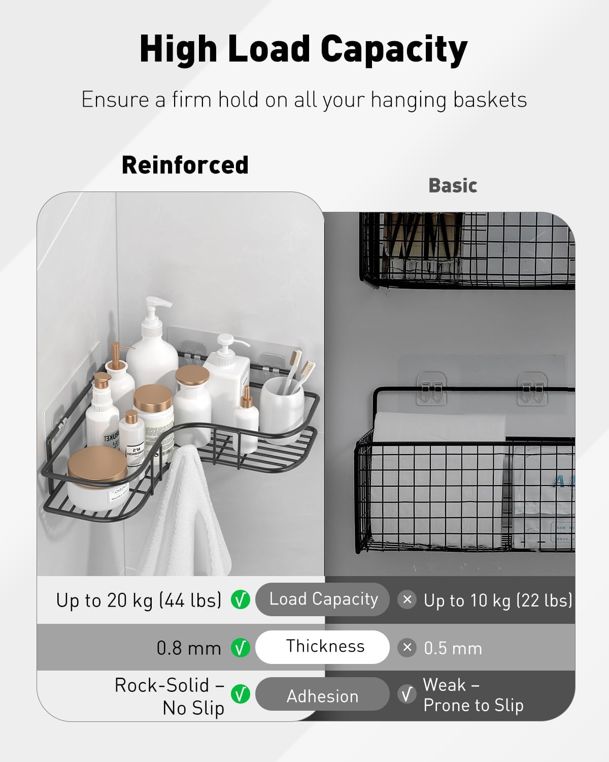 12 Pcs Shower Caddy Adhesive Hooks,Strong Shower Hooks, Caddy Adhesive Replacement, Transparent Bathing Sticky Strips for Bathroom Storage Shelves, Kitchen Racks and Baskets - Image 4