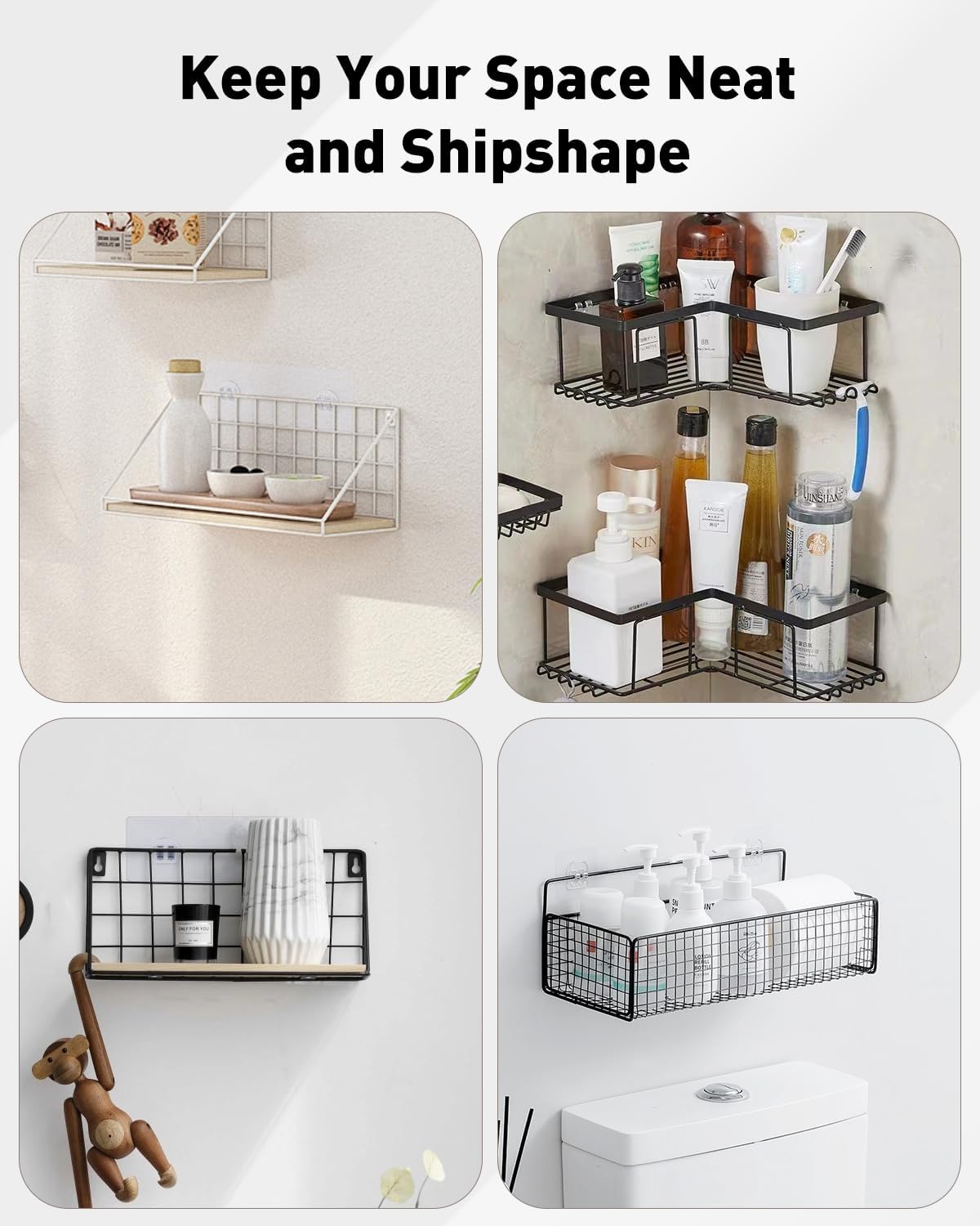 12 Pcs Shower Caddy Adhesive Hooks,Strong Shower Hooks, Caddy Adhesive Replacement, Transparent Bathing Sticky Strips for Bathroom Storage Shelves, Kitchen Racks and Baskets - Image 8