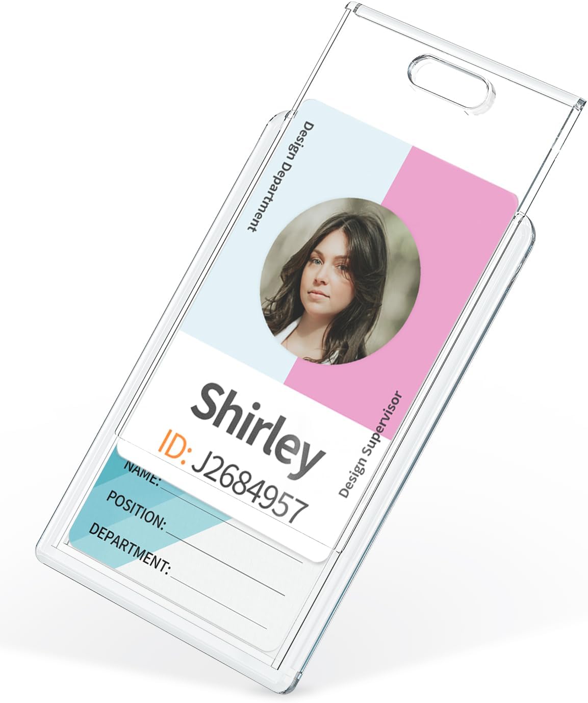 2 Pack Sliding Badge Holder Vertical Clear Card Case Hard Plastic Card Protector Pouch for Office School ID Card Credit Card Proximity Card Driver’s License Pass - Image 1