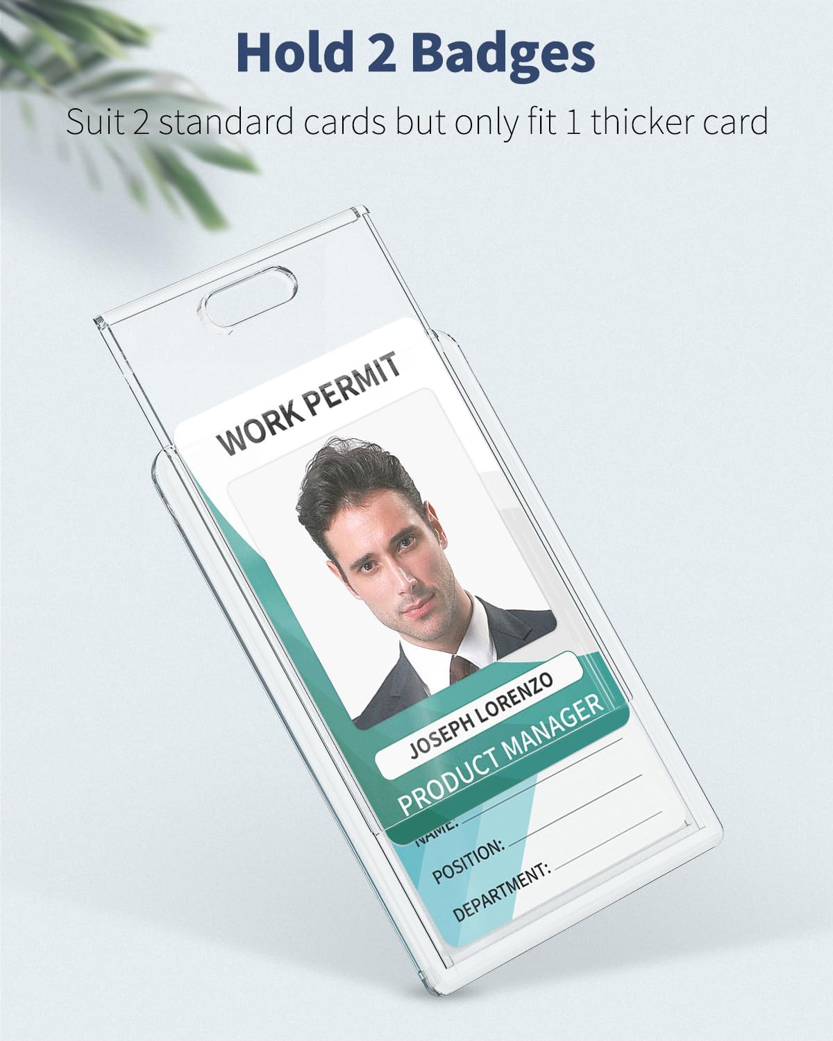 2 Pack Sliding Badge Holder Vertical Clear Card Case Hard Plastic Card Protector Pouch for Office School ID Card Credit Card Proximity Card Driver’s License Pass - Image 2