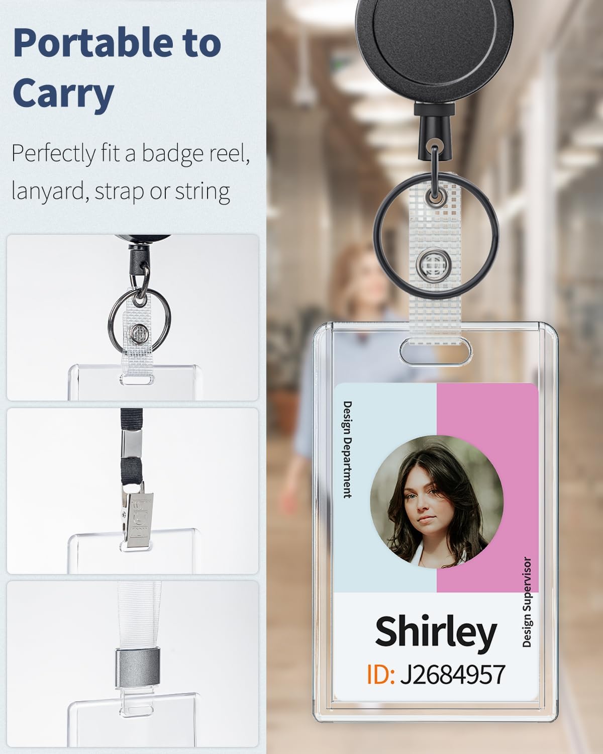 2 Pack Sliding Badge Holder Vertical Clear Card Case Hard Plastic Card Protector Pouch for Office School ID Card Credit Card Proximity Card Driver’s License Pass - Image 4