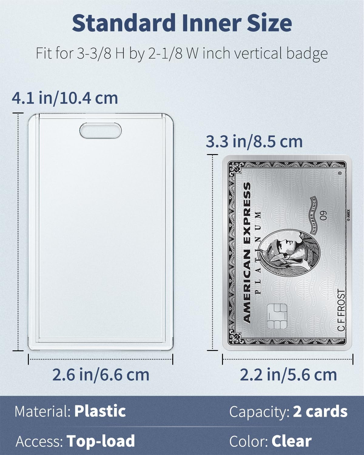 2 Pack Sliding Badge Holder Vertical Clear Card Case Hard Plastic Card Protector Pouch for Office School ID Card Credit Card Proximity Card Driver’s License Pass - Image 6
