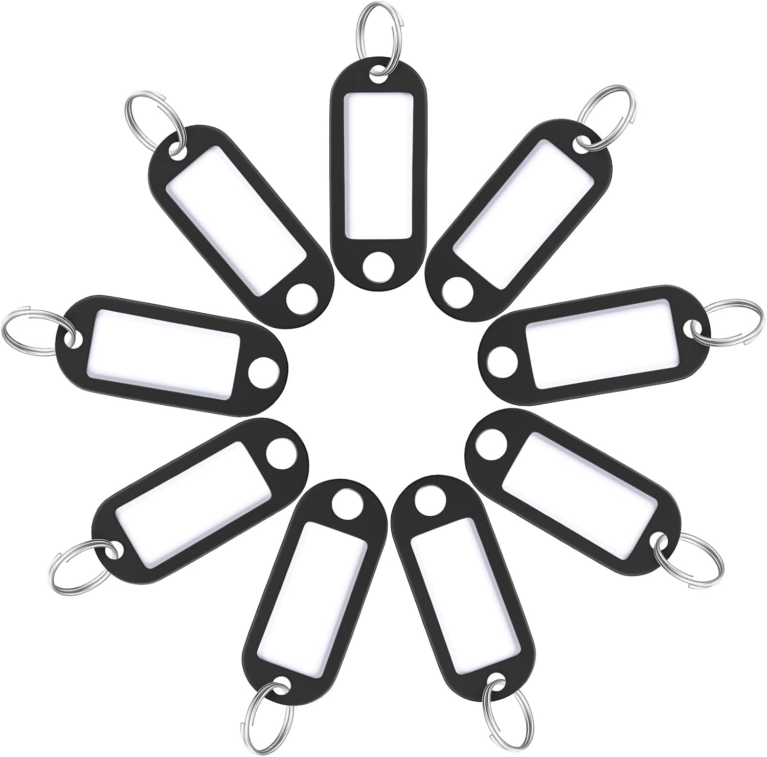 20 Pieces Key Tags 2 Inch Soft Plastic Key Chain Tags with Blank Paper Labels Clear Windows Protective Films and Split Rings Flexible Item Identifiers, Black - Image 1