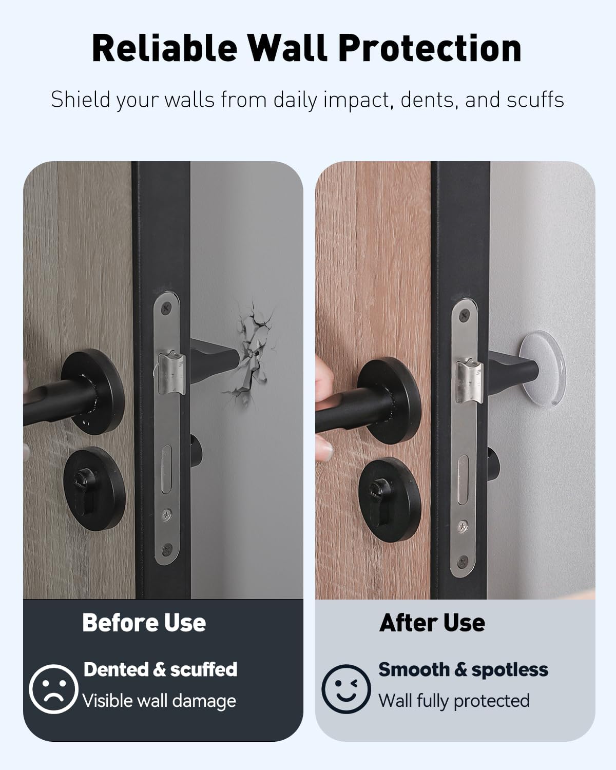 8 Pcs Door Stoppers for Wall, Adhesive Door Knob Wall Protector, Clear Wall Protectors from Door Knobs, Reusable Door Bumpers for Handle Shower Cabinet Home & Kitchen - Image 3