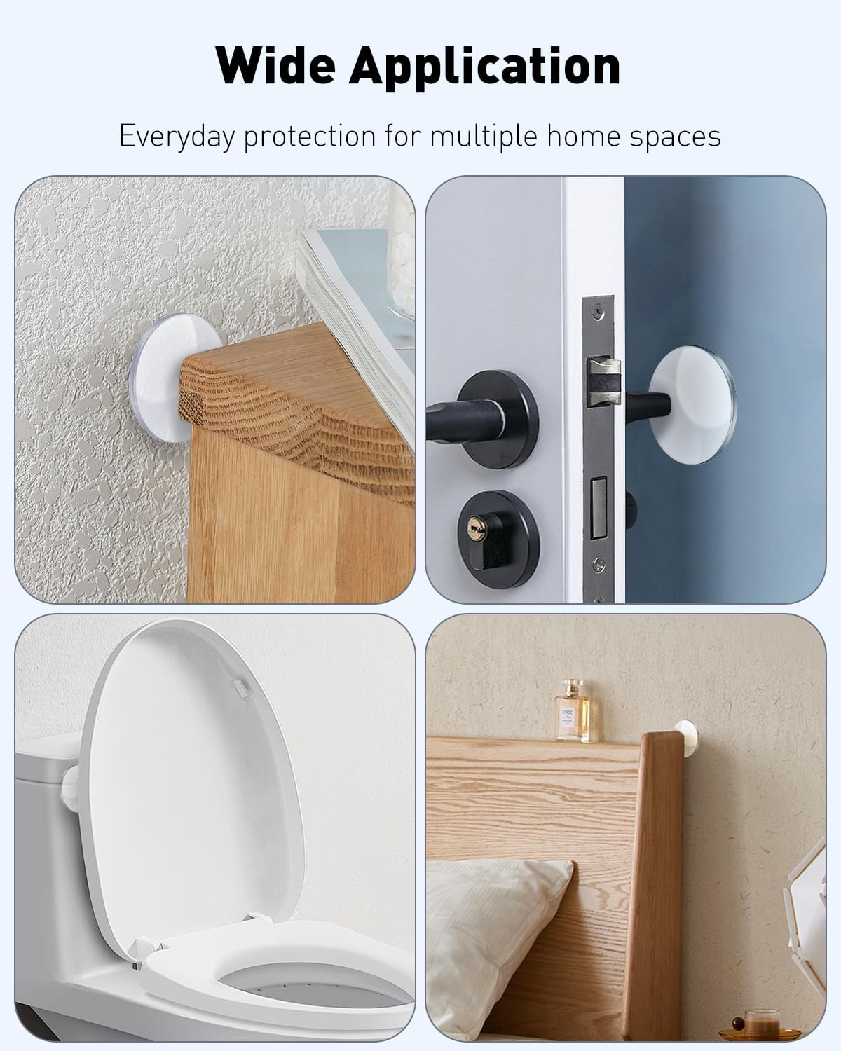 8 Pcs Door Stoppers for Wall, Adhesive Door Knob Wall Protector, Clear Wall Protectors from Door Knobs, Reusable Door Bumpers for Handle Shower Cabinet Home & Kitchen - Image 8