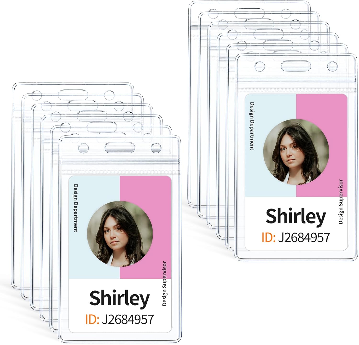 12 Pack Vertical ID Card Badge Holder Waterproof Clear Card Sleeve Case Cover Heavy Duty Card Protector Pouch with Resealable Zip for Proximity Key Card Driver’s License and Credit Card - Image 1