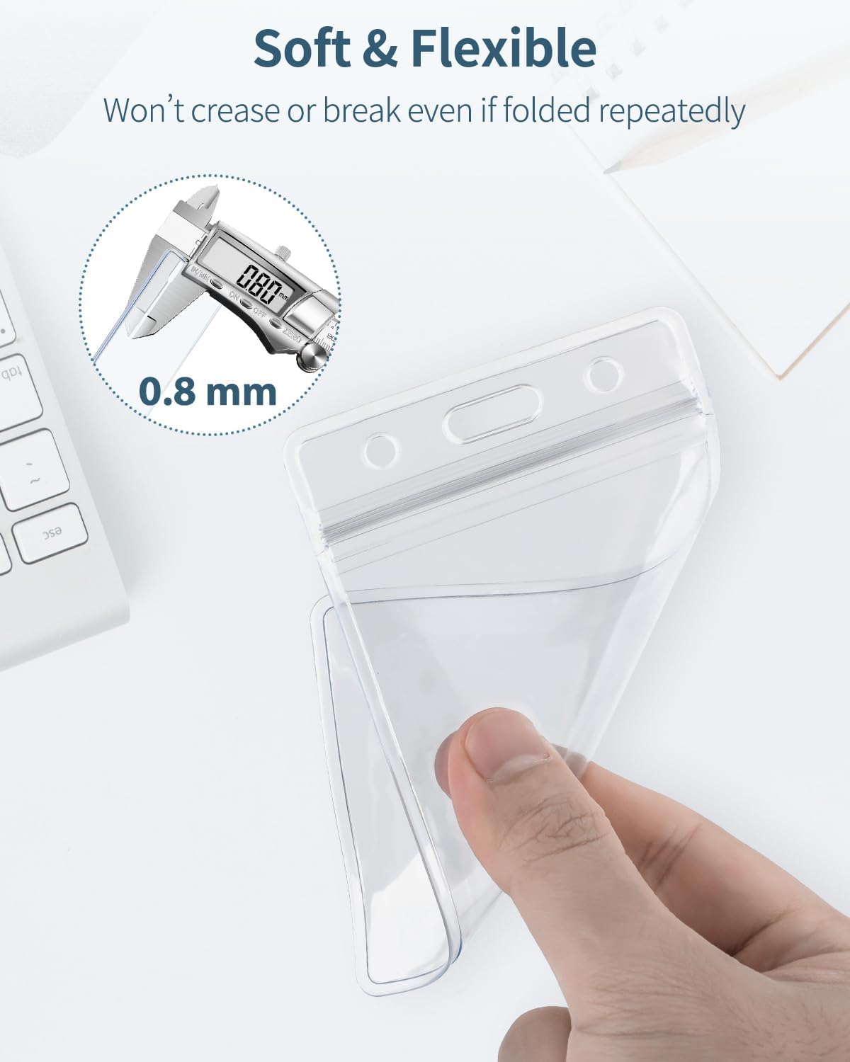12 Pack Vertical ID Card Badge Holder Waterproof Clear Card Sleeve Case Cover Heavy Duty Card Protector Pouch with Resealable Zip for Proximity Key Card Driver’s License and Credit Card - Image 3