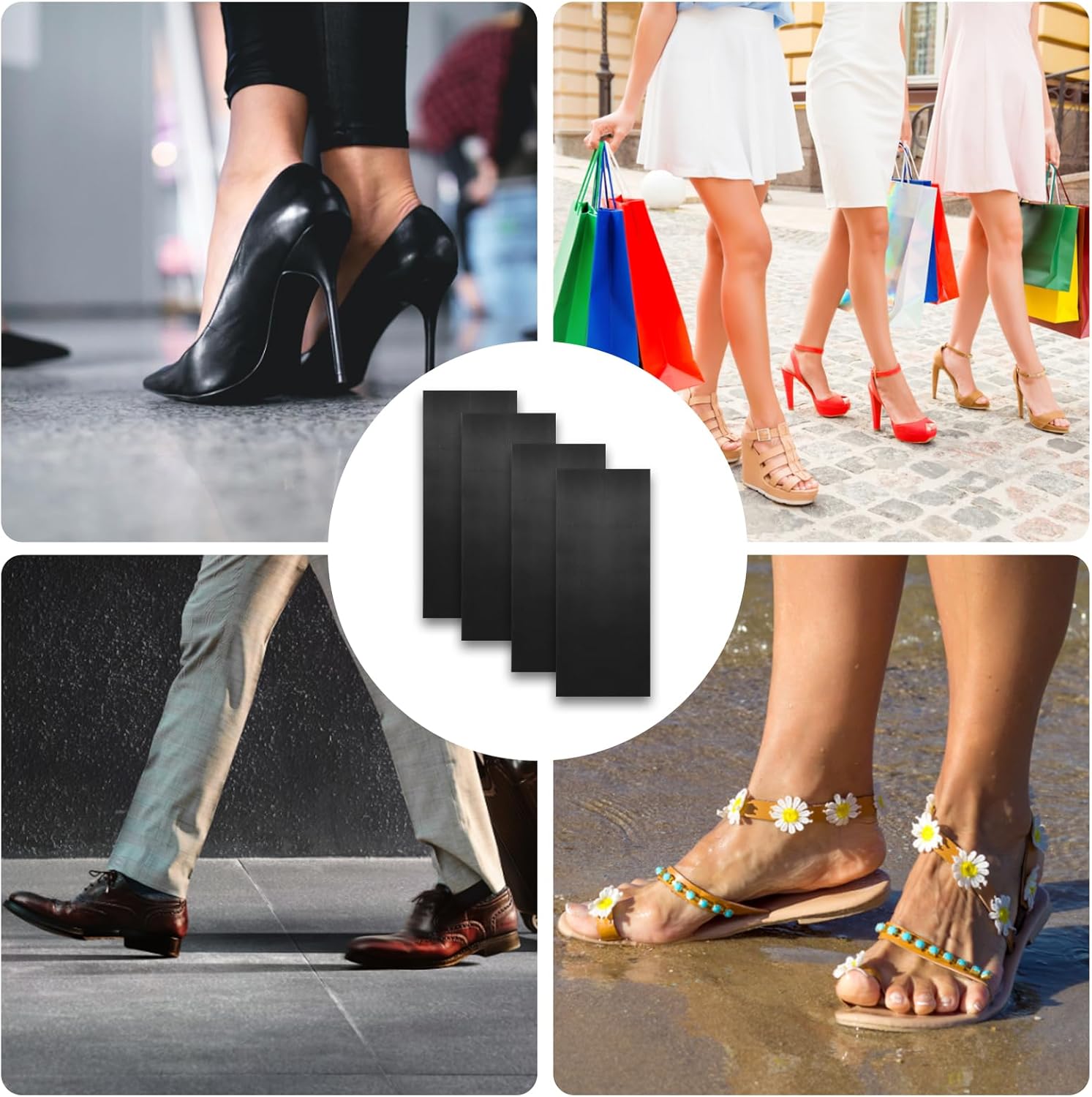 4Pcs Non-Slip Shoe Pads, Bottom Protector and Gummies for Heels, Anti-Slip Grips for Sneakers and Leather Shoes, Sole Repair Accessories (Black) - Image 6