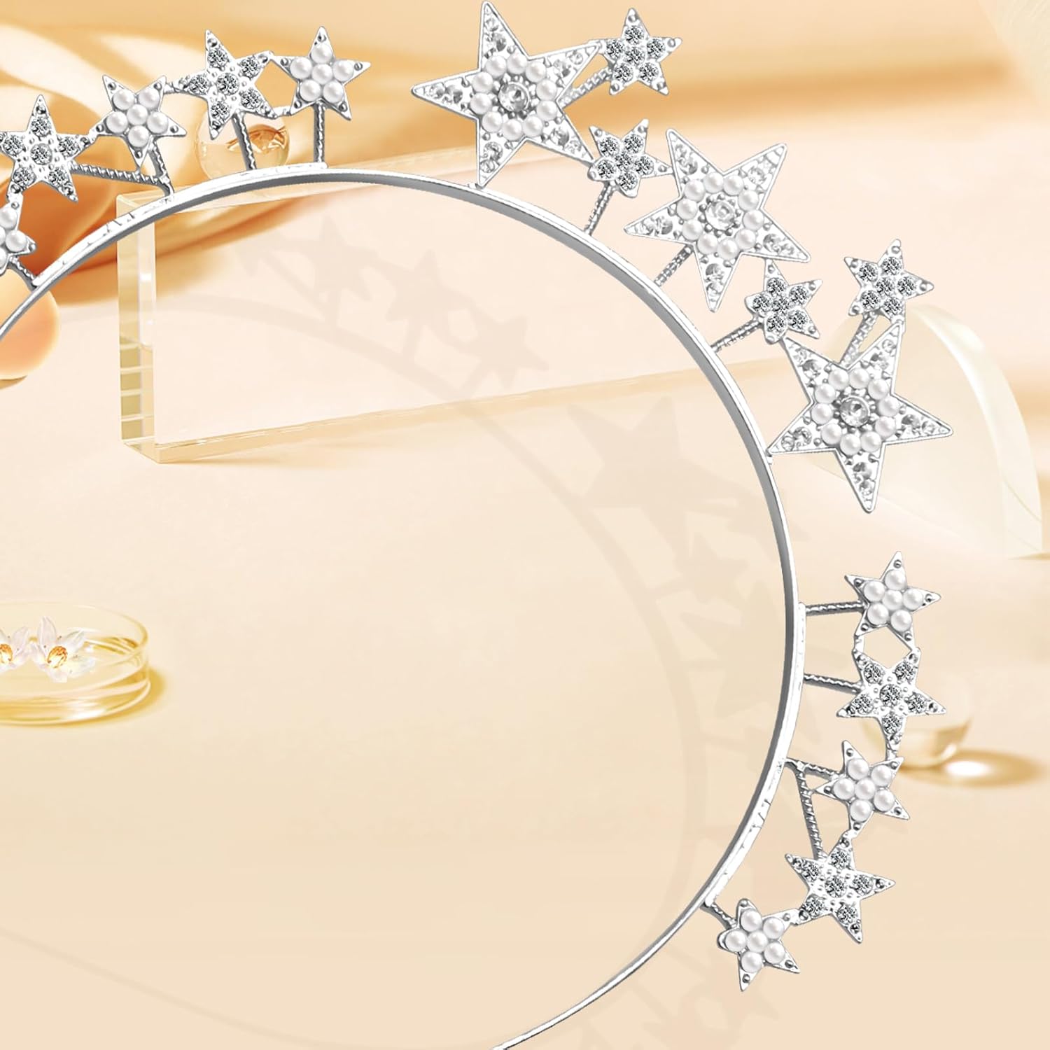 Star Halo Crown Silver Headpiece, Rhinestone Headband Tiaras and Crowns for Women and Girls, Party Wedding Festival Hair Accessories - Image 3