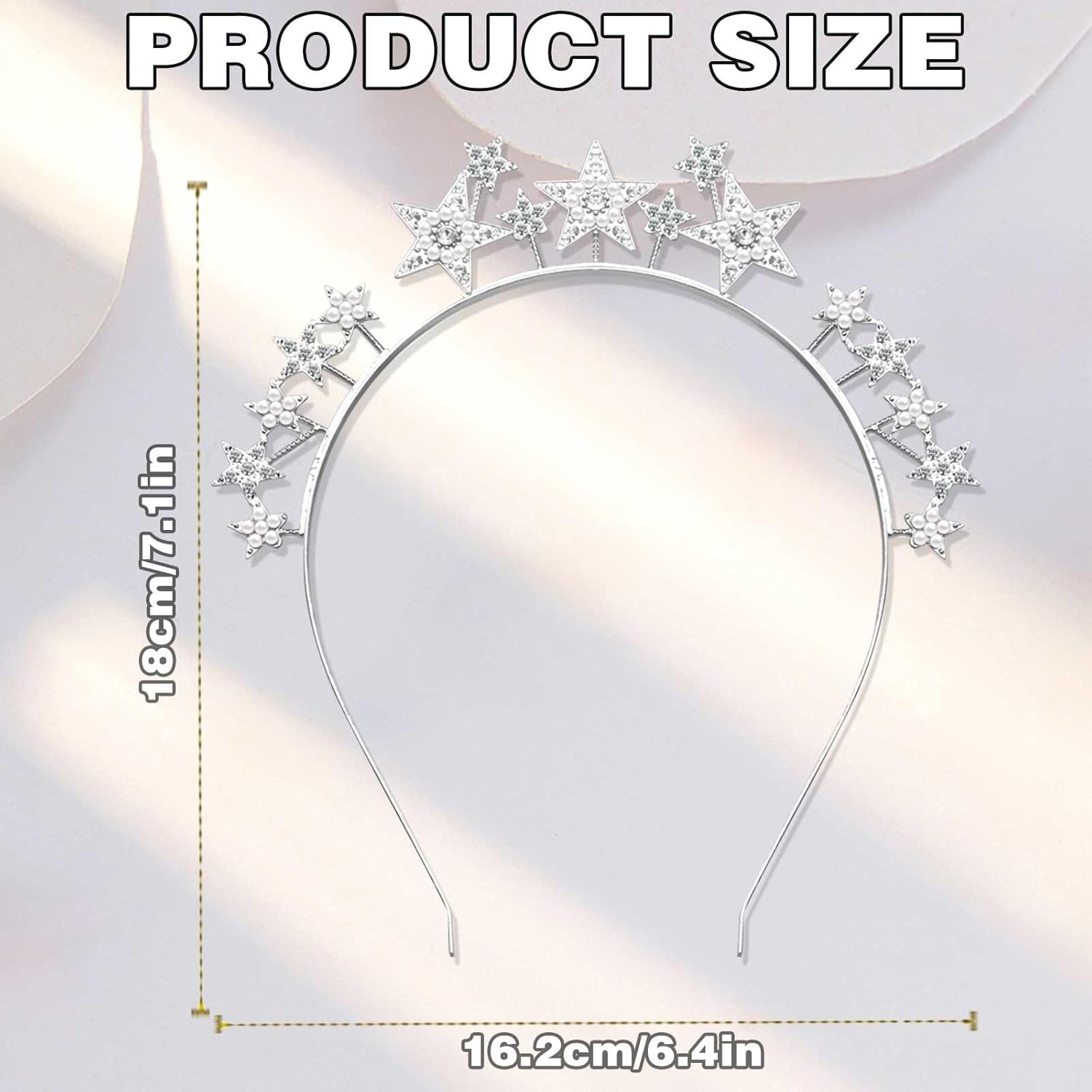 Star Halo Crown Silver Headpiece, Rhinestone Headband Tiaras and Crowns for Women and Girls, Party Wedding Festival Hair Accessories - Image 7